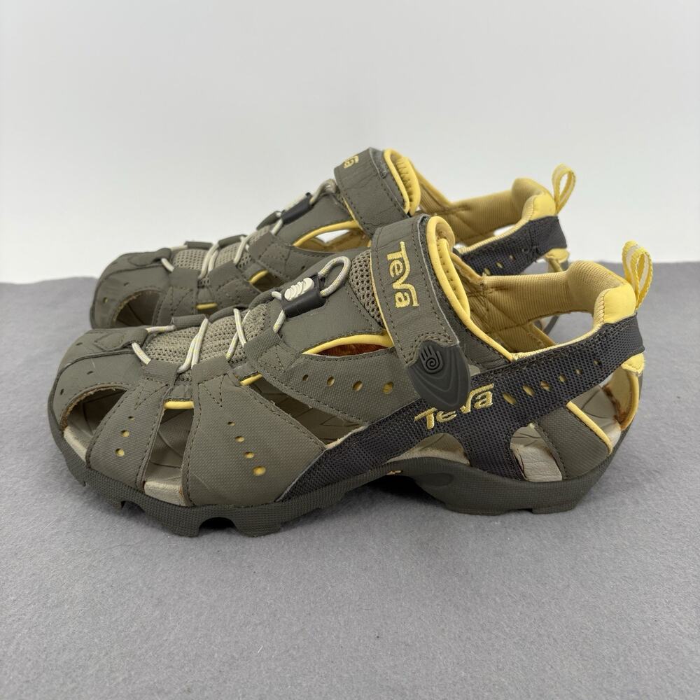 TEVA Deacon Mermaid Women Gray Yellow Fisherman Sandal Shoe Size 8 Water Shoes